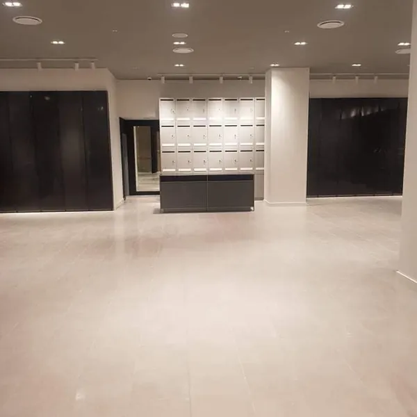 A cleaned commercial floor space
